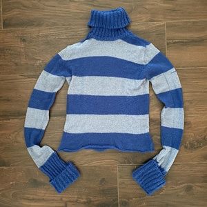 DKNY JEANS Striped Turtleneck Sweater + XL Sleeves